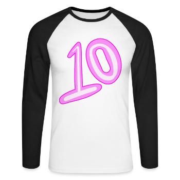 10 - T-shirt baseball manches longues Homme - blanc/noir - Devant - Nik (191cm)