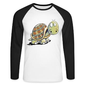 Süße Schildkröten - Schildkröte - Unisex Baseballshirt langarm - Weiß/Schwarz - Vorne - Nik (191cm)