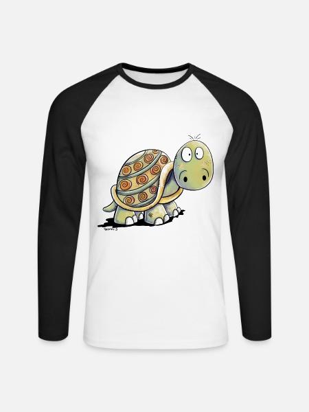 Nicht Hudeln Schildkröte - keine Hektik Spruch - Unisex Baseballshirt langarm - Weiß/Schwarz