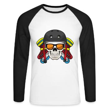 Totenkopf Inline skating Inline skates - Unisex Baseballshirt langarm - Weiß/Schwarz - Vorne - Nik (191cm)