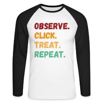 Klicken Sie auf Hundetraining behandeln - Unisex Baseballshirt langarm - Weiß/Schwarz - Vorne - Nik (191cm)