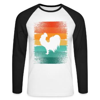 Rooster - Unisex Long Sleeve Baseball T-Shirt - white/black - Front - Nik (191cm)
