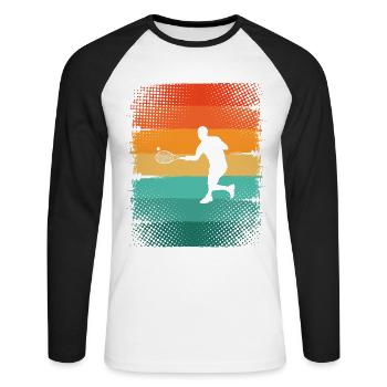 Tennis - Unisex Long Sleeve Baseball T-Shirt - white/black - Front - Nik (191cm)