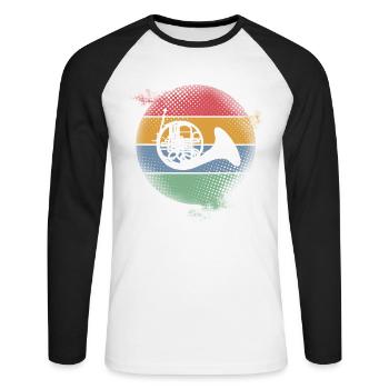 Waldhorn - T-shirt baseball manches longues Homme - blanc/noir - Devant - Nik (191cm)