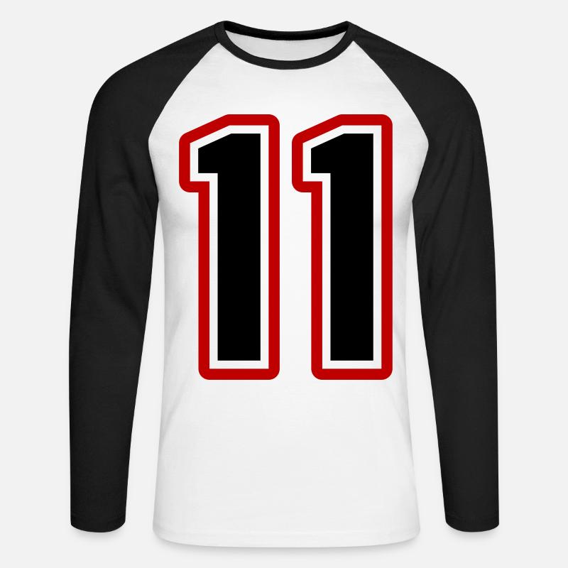 11 Simbolo numerico - Maglia da baseball a manica lunga da uomo - bianco/nero