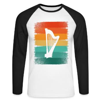 Harp - Unisex Long Sleeve Baseball T-Shirt - white/black - Front - Nik (191cm)