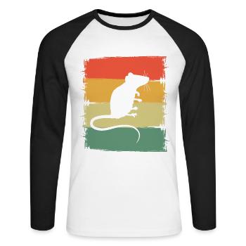 Rat - T-shirt baseball manches longues Homme - blanc/noir - Devant - Nik (191cm)
