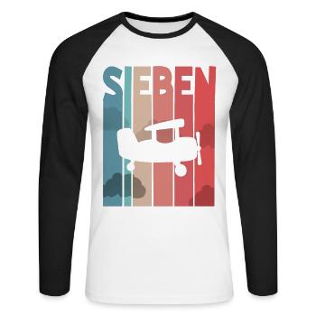 Flugzeug Kinder 7 Jahre - Unisex Baseballshirt langarm - Weiß/Schwarz - Vorne - Nik (191cm)