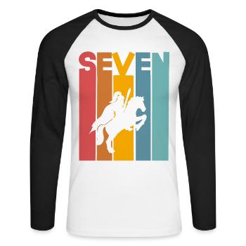 7 years Ritter Children's Birthday Party - Unisex Long Sleeve Baseball T-Shirt - white/black - Front - Nik (191cm)