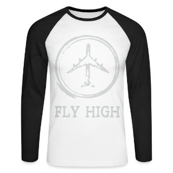 Airplane - Unisex Long Sleeve Baseball T-Shirt - white/black - Front - Nik (191cm)