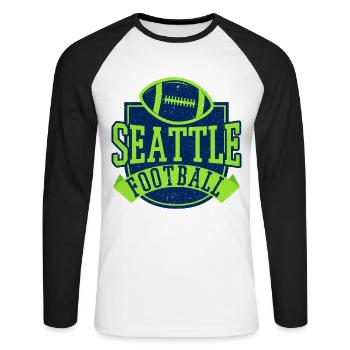 Seattle Football Neon Badge - Unisex Baseballshirt langarm - Weiß/Schwarz - Vorne - Nik (191cm)