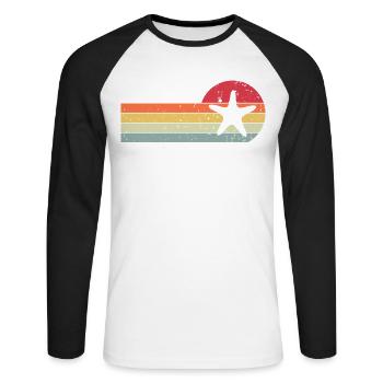 Seestern - Unisex Baseballshirt langarm - Weiß/Schwarz - Vorne - Nik (191cm)