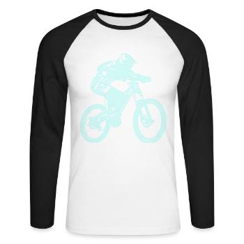 Vélo VTT - T-shirt baseball manches longues Homme - blanc/noir - Devant - Nik (191cm)