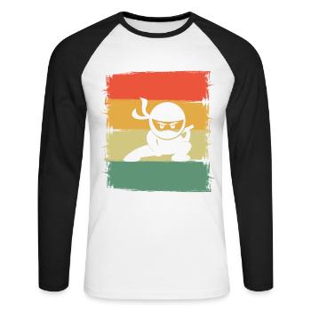 Ninja - Unisex Long Sleeve Baseball T-Shirt - white/black - Front - Nik (191cm)