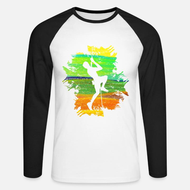 Climb Strong Männer Geschenk - Unisex Baseballshirt langarm - Weiß/Schwarz