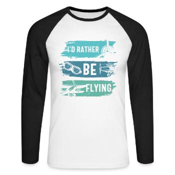 Ich fliege lieber lustiger Flugzeugpilot - Unisex Baseballshirt langarm - Weiß/Schwarz - Vorne - Nik (191cm)
