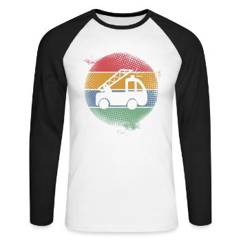 Feuerwehrauto - Unisex Baseballshirt langarm - Weiß/Schwarz - Vorne - Nik (191cm)