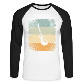 Electric guitar - Unisex Long Sleeve Baseball T-Shirt - white/black - Front - Nik (191cm)