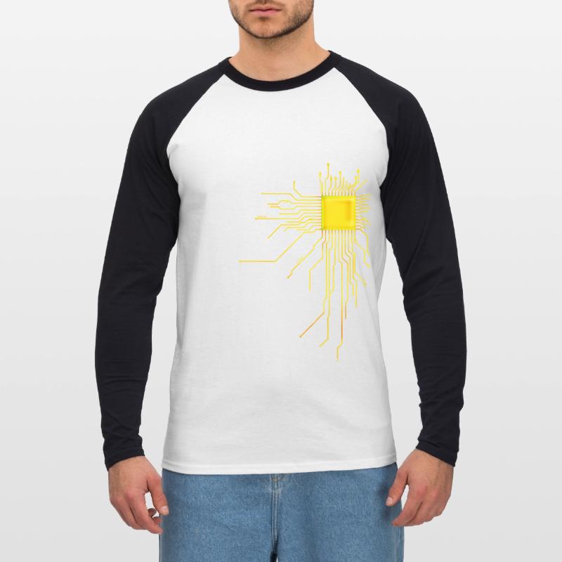 platine Core cpu Computer Nerd Programmeur admin T-shirt baseball manches longues Homme
