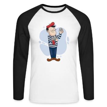 Boule player throws boules ball Boulering Boule - Unisex Long Sleeve Baseball T-Shirt - white/black - Front - Nik (191cm)