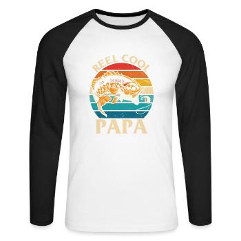 Fishing Quote Reel Cool Papa Fishing Design - Unisex Long Sleeve Baseball T-Shirt - white/black - Front - Nik (191cm)