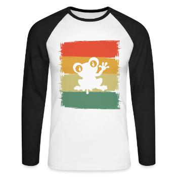 Grenouille - T-shirt baseball manches longues Homme - blanc/noir - Devant - Nik (191cm)