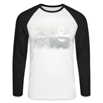 Simson Schwalbe KR51 - Unisex Baseballshirt langarm - Weiß/Schwarz - Vorne - Nik (191cm)
