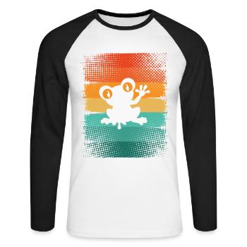 Grenouille - T-shirt baseball manches longues Homme - blanc/noir - Devant - Nik (191cm)