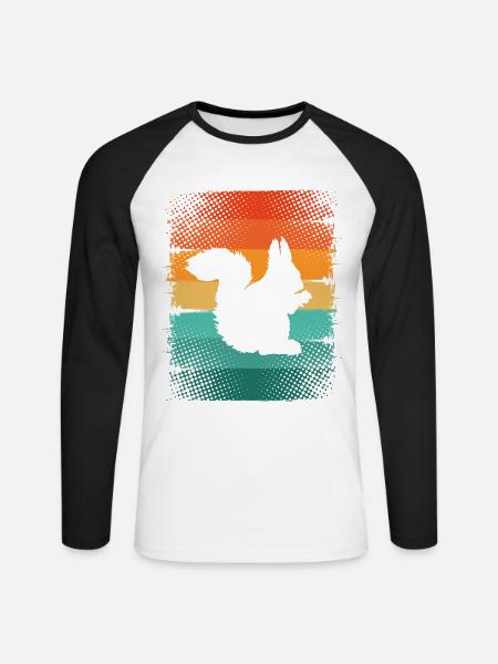 Écureuil - T-shirt baseball manches longues Homme - blanc/noir