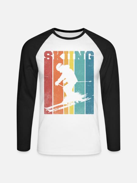 Skipalette Retro Farben - Unisex Baseballshirt langarm - Weiß/Schwarz