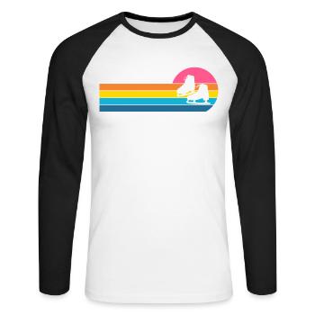 Schlittschuh - Unisex Baseballshirt langarm - Weiß/Schwarz - Vorne - Nik (191cm)