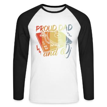 Disc Jockey Papa - Unisex Long Sleeve Baseball T-Shirt - white/black - Front - Nik (191cm)