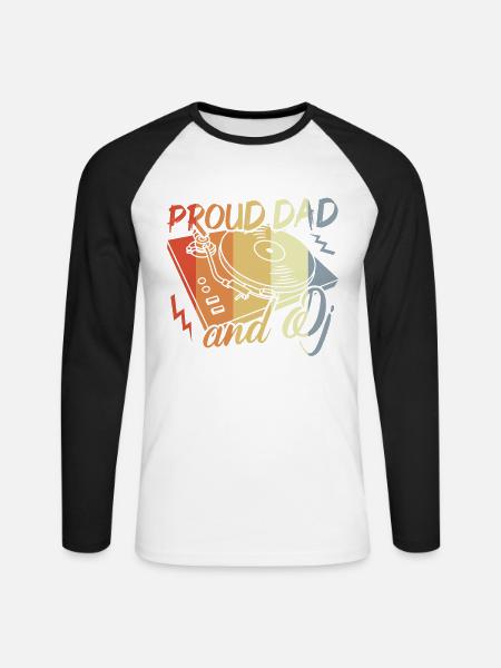 Diskjockey Papa - Unisex Baseballshirt langarm - Weiß/Schwarz