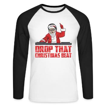 DJ Santa - Unisex Long Sleeve Baseball T-Shirt - white/black - Front - Nik (191cm)