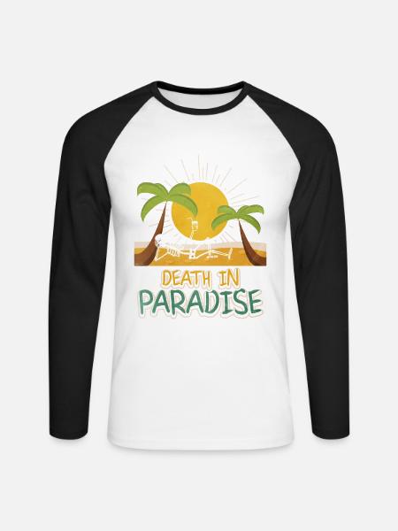Death in Paradise – Skeleton Holiday Vibes - Unisex Long Sleeve Baseball T-Shirt - white/black