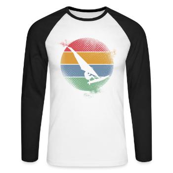 Surfer Surf - T-shirt baseball manches longues Homme - blanc/noir - Devant - Nik (191cm)