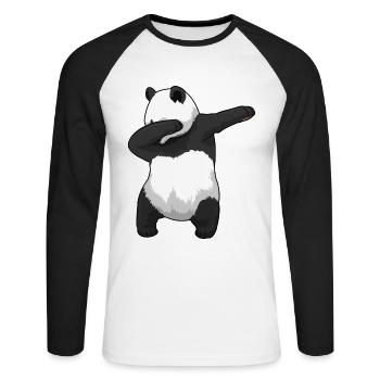 Panda Hip Hop Tanz - Unisex Baseballshirt langarm - Weiß/Schwarz - Vorne - Nik (191cm)