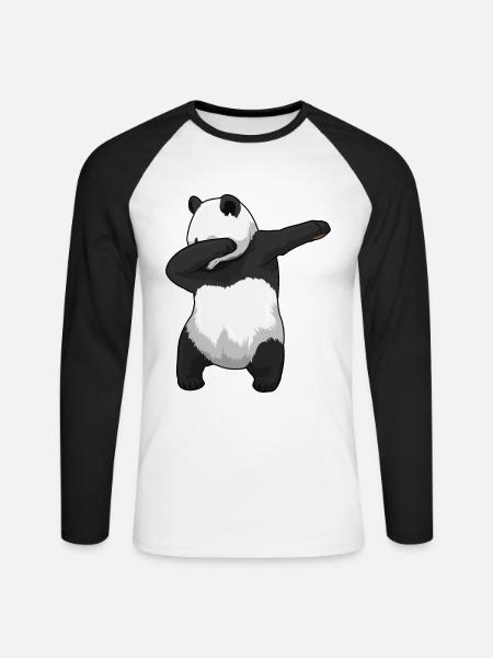 Panda Hip Hop Tanz - Unisex Baseballshirt langarm - Weiß/Schwarz