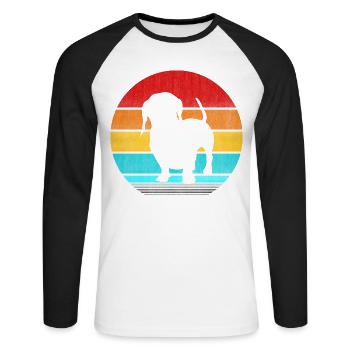 Dackel - Unisex Baseballshirt langarm - Weiß/Schwarz - Vorne - Nik (191cm)