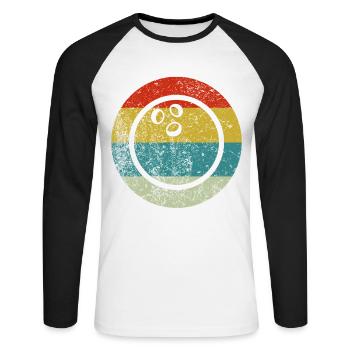 Retro Vintage Bowling - Unisex Baseballshirt langarm - Weiß/Schwarz - Vorne - Nik (191cm)