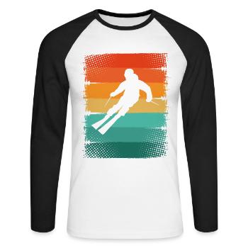 Ski - Unisex Long Sleeve Baseball T-Shirt - white/black - Front - Nik (191cm)