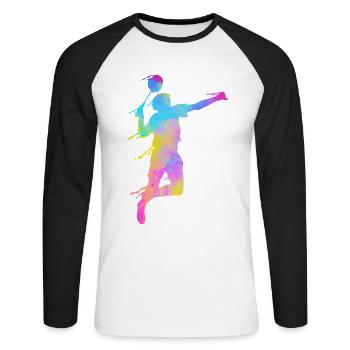 Badminton Fan Squash Coach Club Women - Unisex Long Sleeve Baseball T-Shirt - white/black - Front - Nik (191cm)