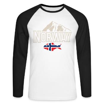 Norvège Pêche Pêcheur Pêcheur - T-shirt baseball manches longues Homme - blanc/noir - Devant - Nik (191cm)