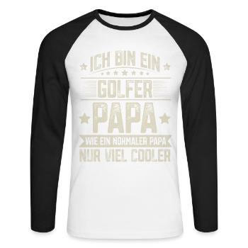 Golfer Vater Vatertag - Unisex Baseballshirt langarm - Weiß/Schwarz - Vorne - Nik (191cm)