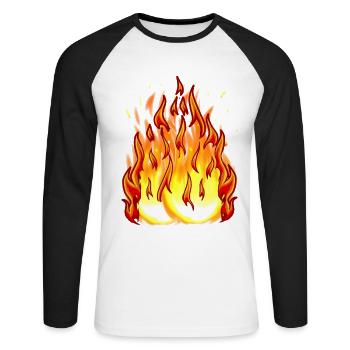 Flamme de feu Boule de feu Enfer Brûler Feu - T-shirt baseball manches longues Homme - blanc/noir - Devant - Nik (191cm)