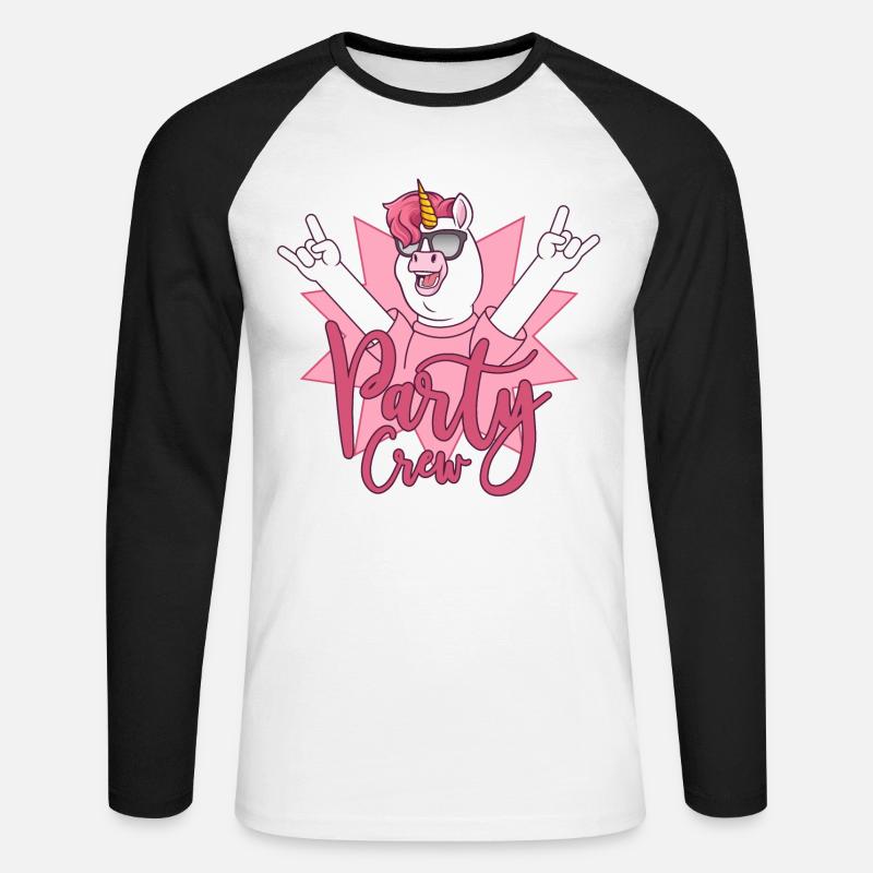 Party Crew Einhorn - Unisex Baseballshirt langarm - Weiß/Schwarz