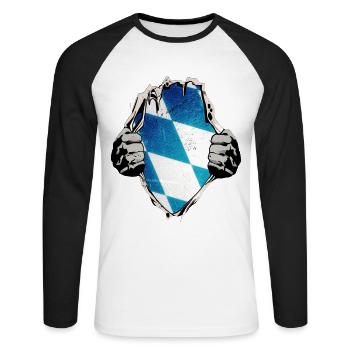 Bayern Blue White under the shirt - Unisex Long Sleeve Baseball T-Shirt - white/black - Front - Nik (191cm)