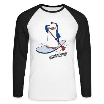 Küstenkind Pinguin - Unisex Baseballshirt langarm - Weiß/Schwarz - Vorne - Nik (191cm)