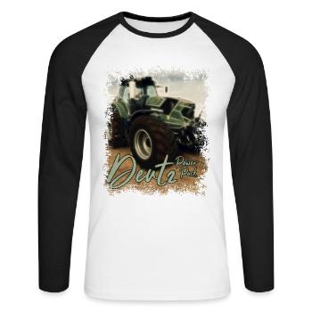 Deutz Traktor Kraftpaket - Traktor Power Pack - Unisex Long Sleeve Baseball T-Shirt - white/black - Front - Nik (191cm)