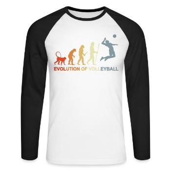 Évolution d’un joueur de volley-ball - T-shirt baseball manches longues Homme - blanc/noir - Devant - Nik (191cm)